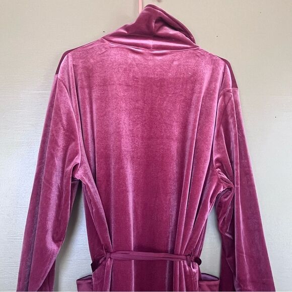 NorthStyle Velour Belted Robe Burgundy Medium - Picture 8 of 9